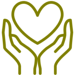 Hands holding a heart outline symbol.