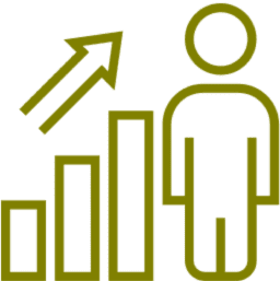 Person with growth chart and arrow.